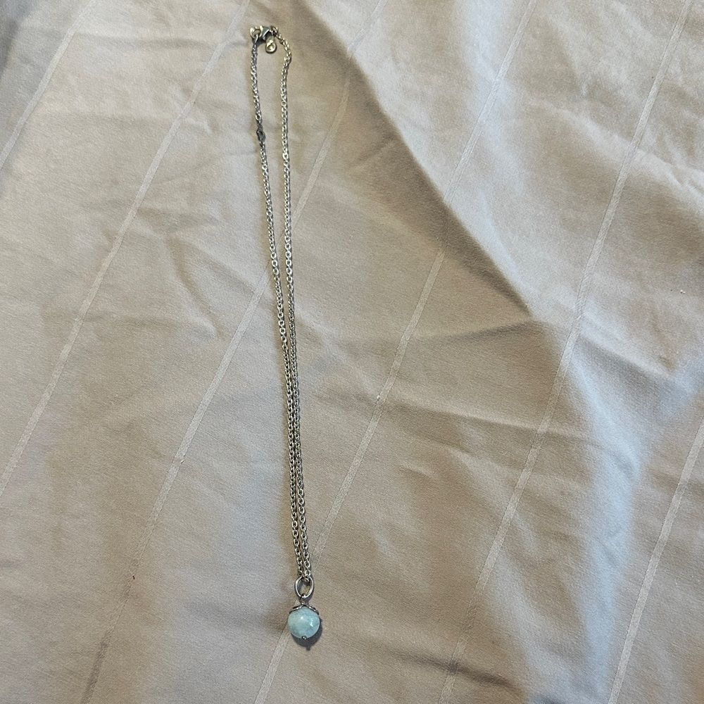Vintage PANDORA Necklace and Aquamarine Pendant (colour Silver) 390161AQ